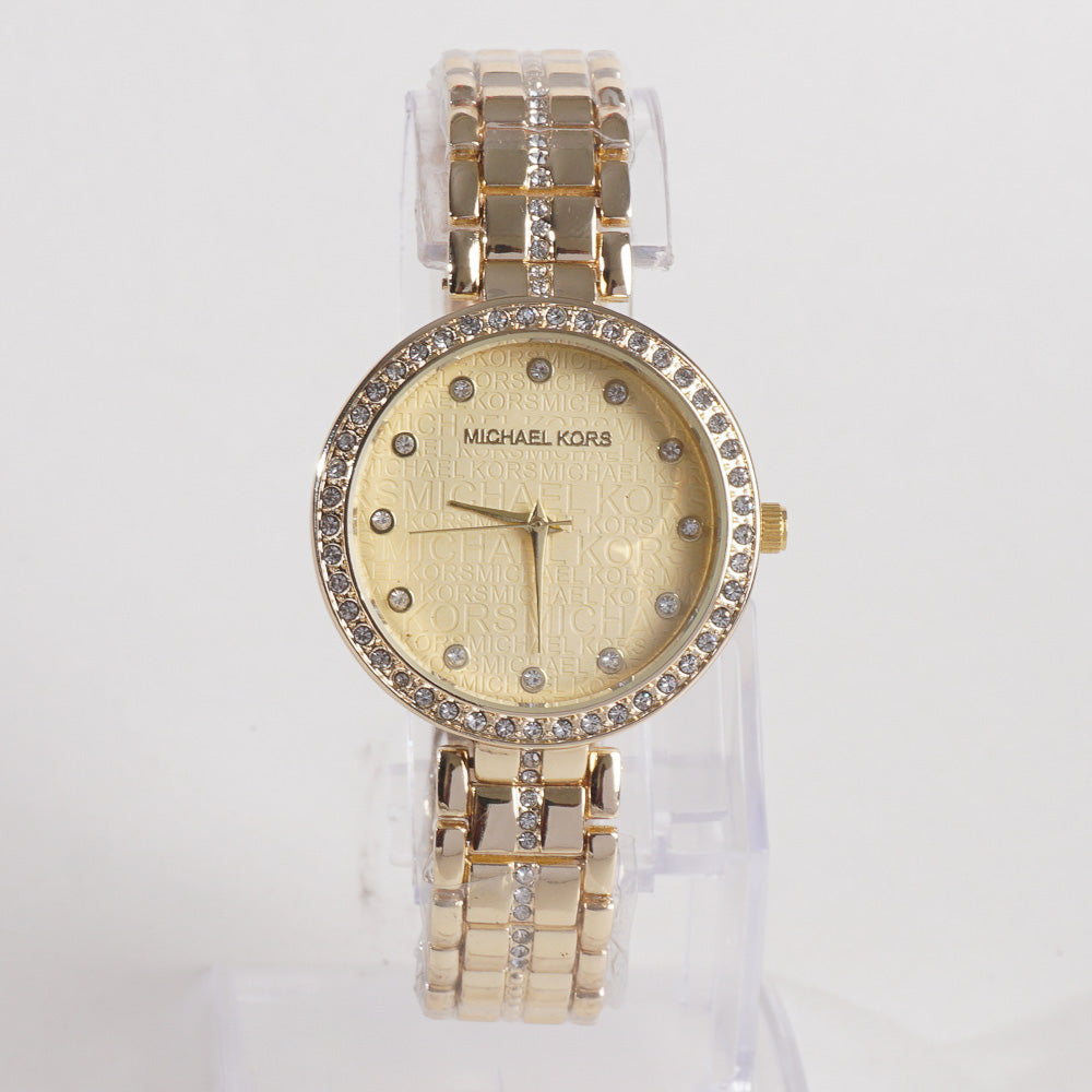 Womens Golden Chain Wrist Watch MK