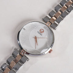 Two Tone Womens Rosegold Silver Chain Wrist Watch F