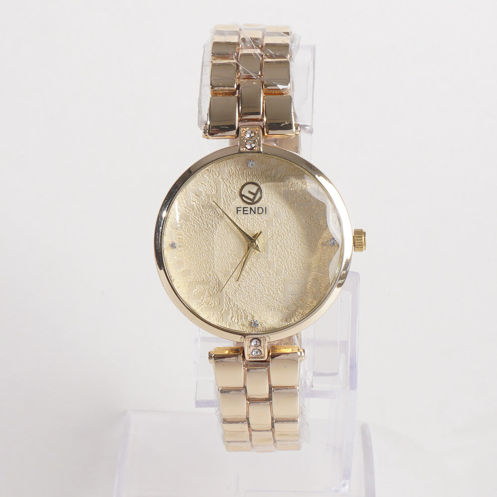 Womens Golden Chain Wrist Watch F