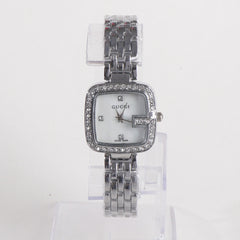 Women Stylish Chain Wrist Watch Silver With White Dial