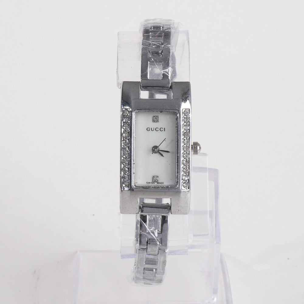 Women Stylish Chain Wrist Watch Silver With White Dial