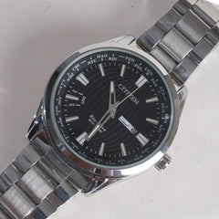 Silver Black Dial TBS-C Chain Watch