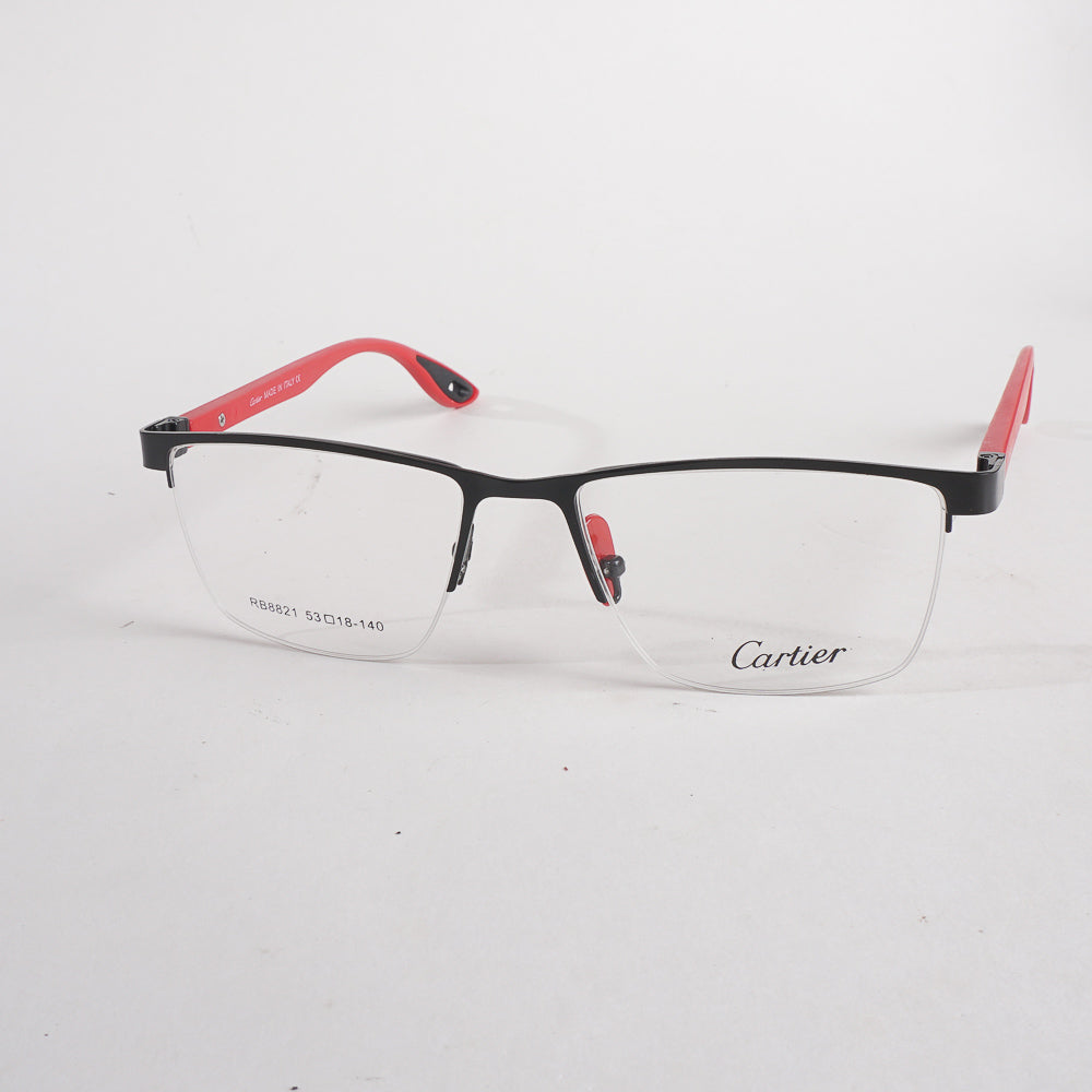 Black & Red Metal Optical Frame For Men & Women