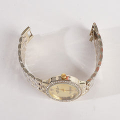 Women Chain Wrist Watch R Golden Big Dial