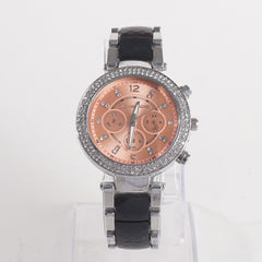 Women Chain Wrist Watch MK Silver Black Orange