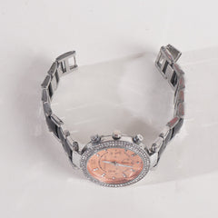 Women Chain Wrist Watch MK Silver Black Orange