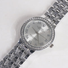 Women Chain Wrist Watch R Silver Big Dial