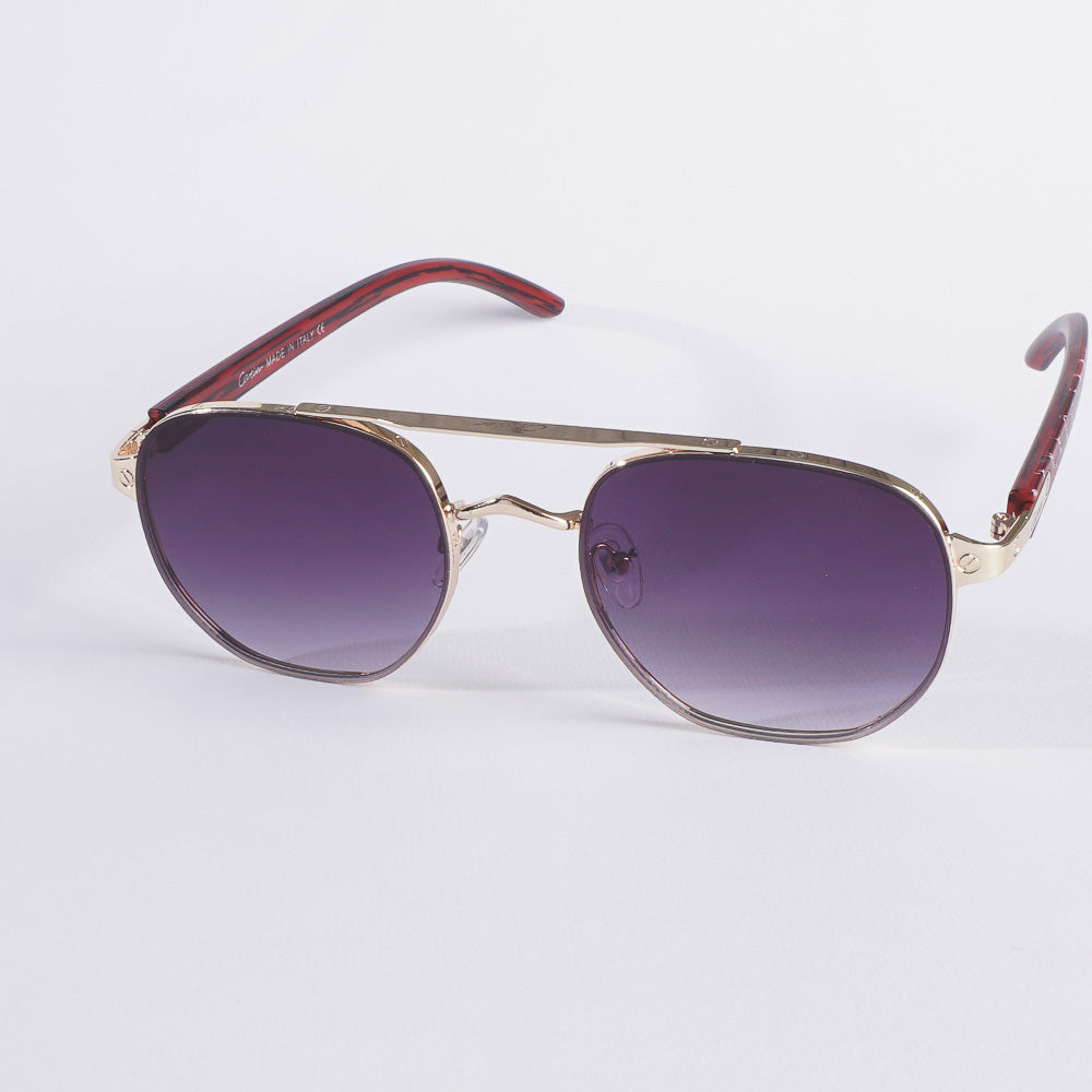 Golden Frame Sunglasses with Blue Shade