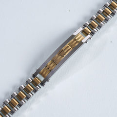 Two Tone Mens Silver Chain Bracelet R
