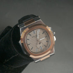 Man's Wrist Watch Rosegold with Black Straps