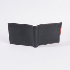Genuine leather Wallet For Men Black Orange