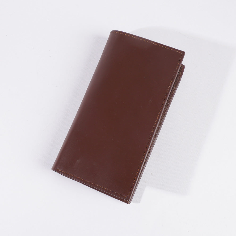 Genuine Leather Bifold Long Travel Wallet Brown