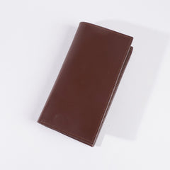 Genuine Leather Bifold Long Travel Wallet Brown