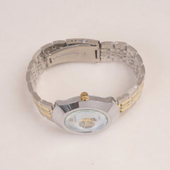 Two Tone Chain Wrist Watch White Dial
