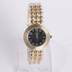 Womens Golden Chain Watch Black Dial