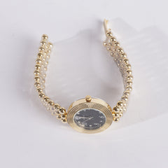 Womens Golden Chain Watch Black Dial