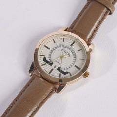 Men Casual Watch Brown with White Dial