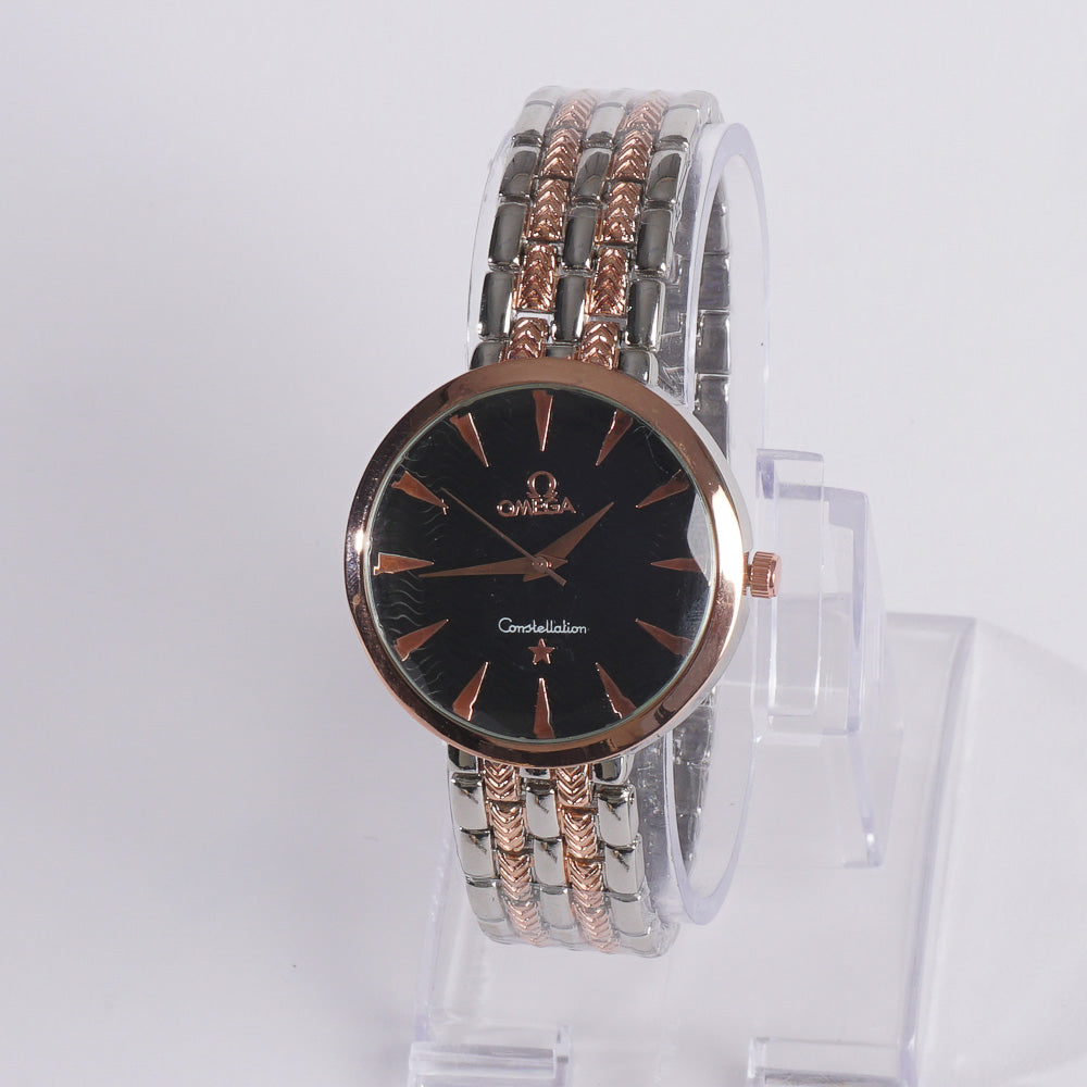 Two Tone Women Stylish Chain Wrist Watch
