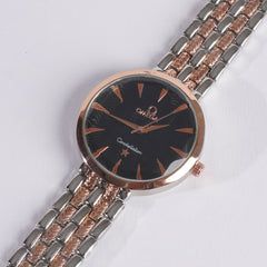 Two Tone Women Stylish Chain Wrist Watch