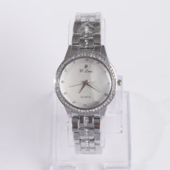 Womens Chain Wrist Watch Stone Silver