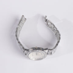 Womens Chain Wrist Watch Stone Silver