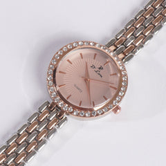 Two Tone Womens Chain Wrist Watch Rosegold