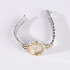 Two Tone Womens Chain Wrist Watch Golden