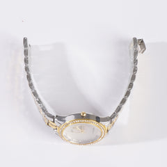 Two Tone Womens Chain Wrist Watch Stone Golden