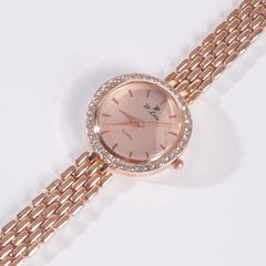 Womens Rosegold Chain Wrist Watch