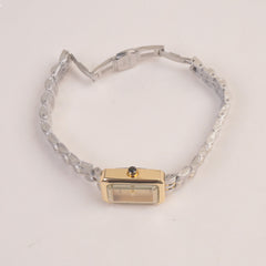Two Tone Woman Chain Silver_Golden Wrist Watch Golden Dial