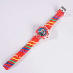 Rubber Strap Fashion Dial Wrist Watch Red