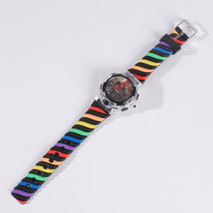 Rubber Strap Fashion Dial Wrist Watch Black