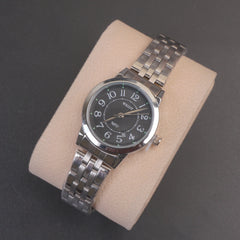 Silver Chain Womans Watch Black Dial 6007-10