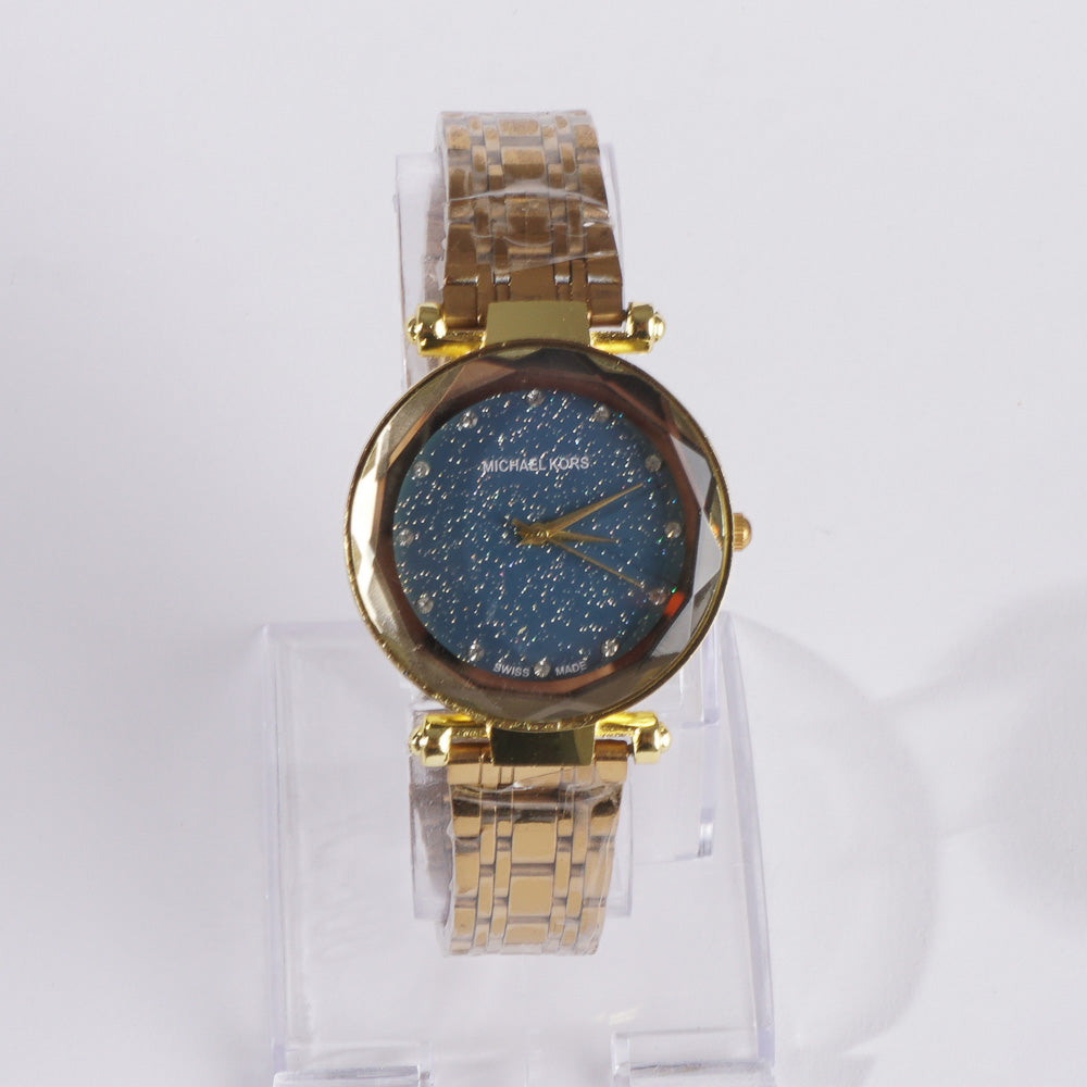 Women Stylish Chain Wrist Watch Golden_b