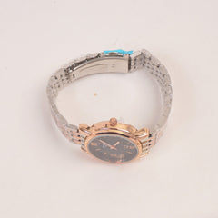 Two Tone Rosegold Womans Watch Black Dial 8009-1
