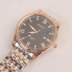 Two Tone Mans Rosegold Chain Wrist Watch with Black Dial 8601-4
