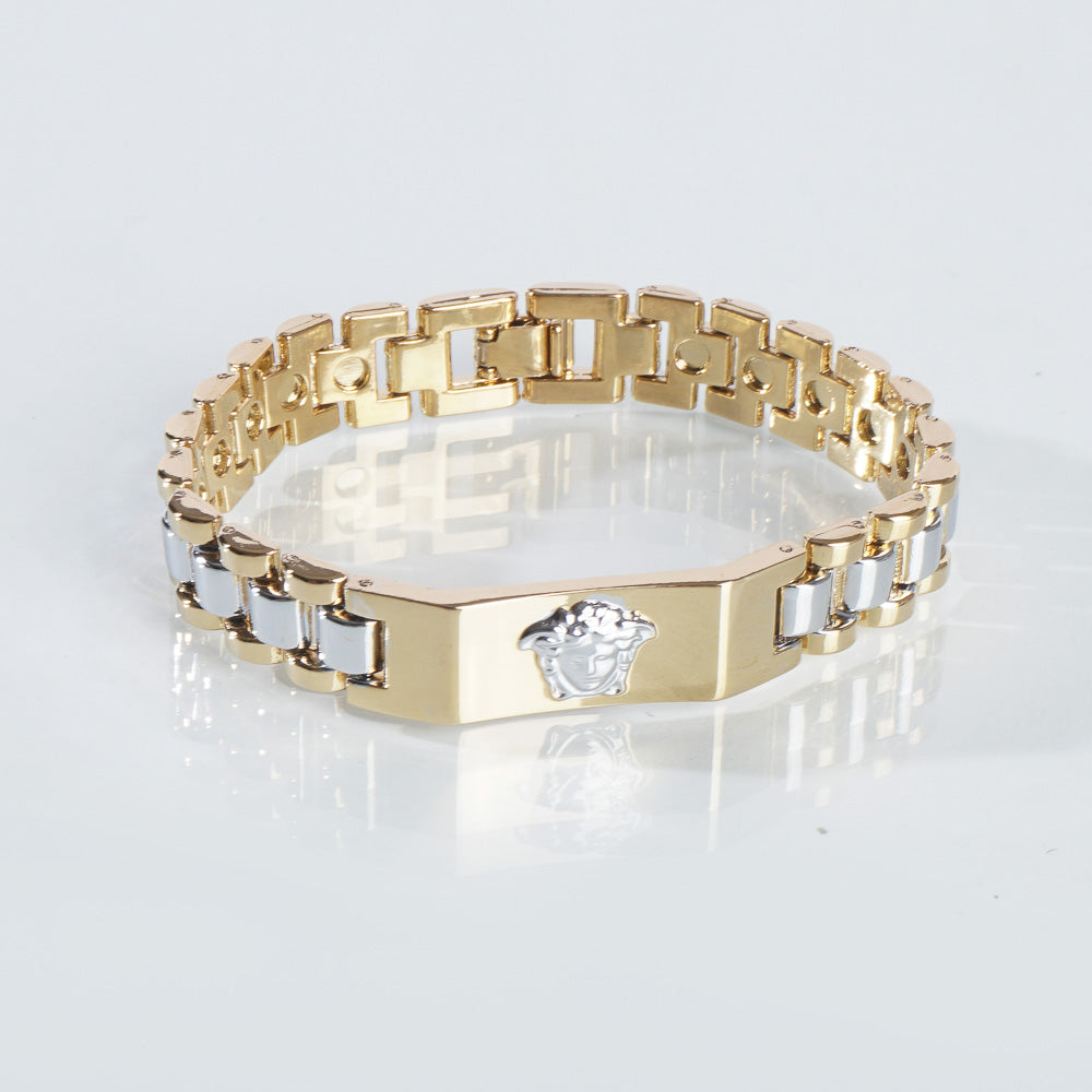 Two Tone Men Golden Chain Bracelet V