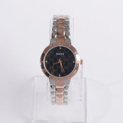 Two Tone Women Stylish Chain Wrist Watch B