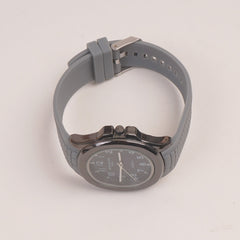 Grey Strap Black Dial Man's Wrist Watch PP