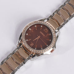 Two Tone Women Stylish Chain Wrist Watch Rosegold B