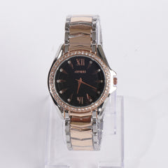 Two Tone Women Stylish Chain Wrist Watch Rosegold BLK
