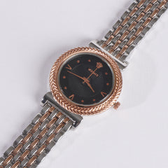 Two Tone Women Stylish Chain Wrist Watch Rosegold B