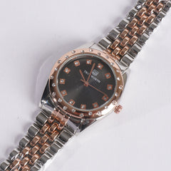Two Tone Women's Chain Watch Rosegold Black