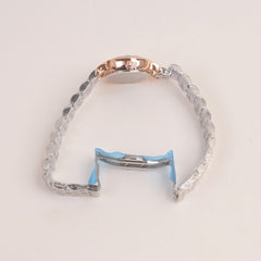Two Tone Woman Silver Rosegold Chain Watch With Blue Dial