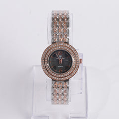 Two Tone Women's Chain Watch Rosegold Black
