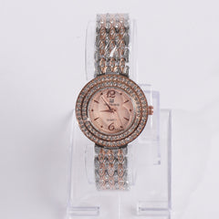 Two Tone Women's Chain Watch Rosegold Pink
