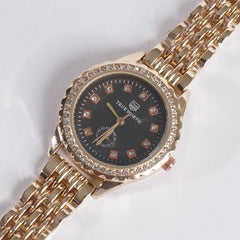 Women's Chain Watch Golden Black