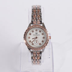 Two Tone Women's Chain Watch Rosegold White
