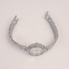Woman Silver Chain Watch With White Dial