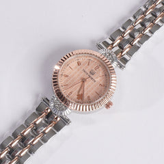 Two Tone Women's Chain Watch Rosegold Pink